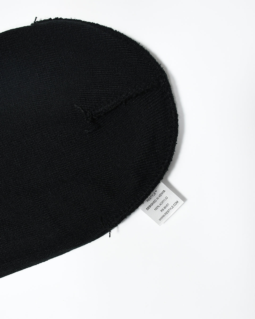 Restyle Front Patch Beanie Hat - Black