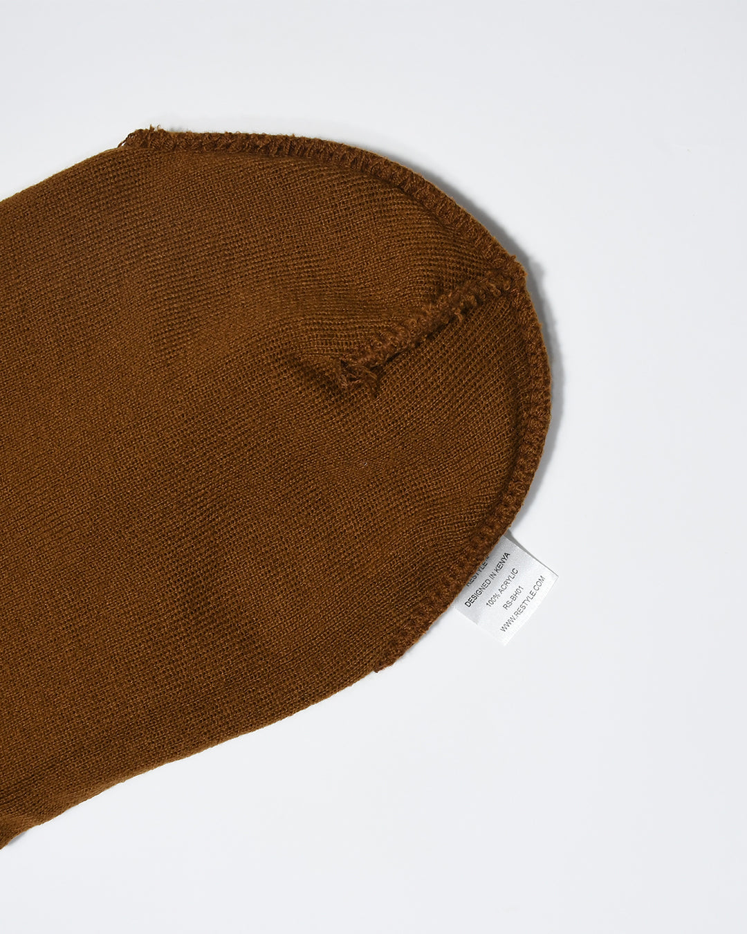 Restyle Front Patch Beanie Hat - Brown