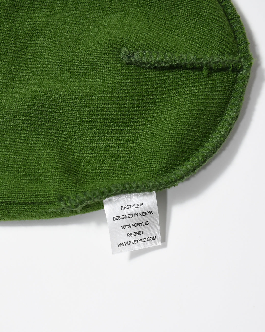 Restyle Front Patch Beanie Hat - Green