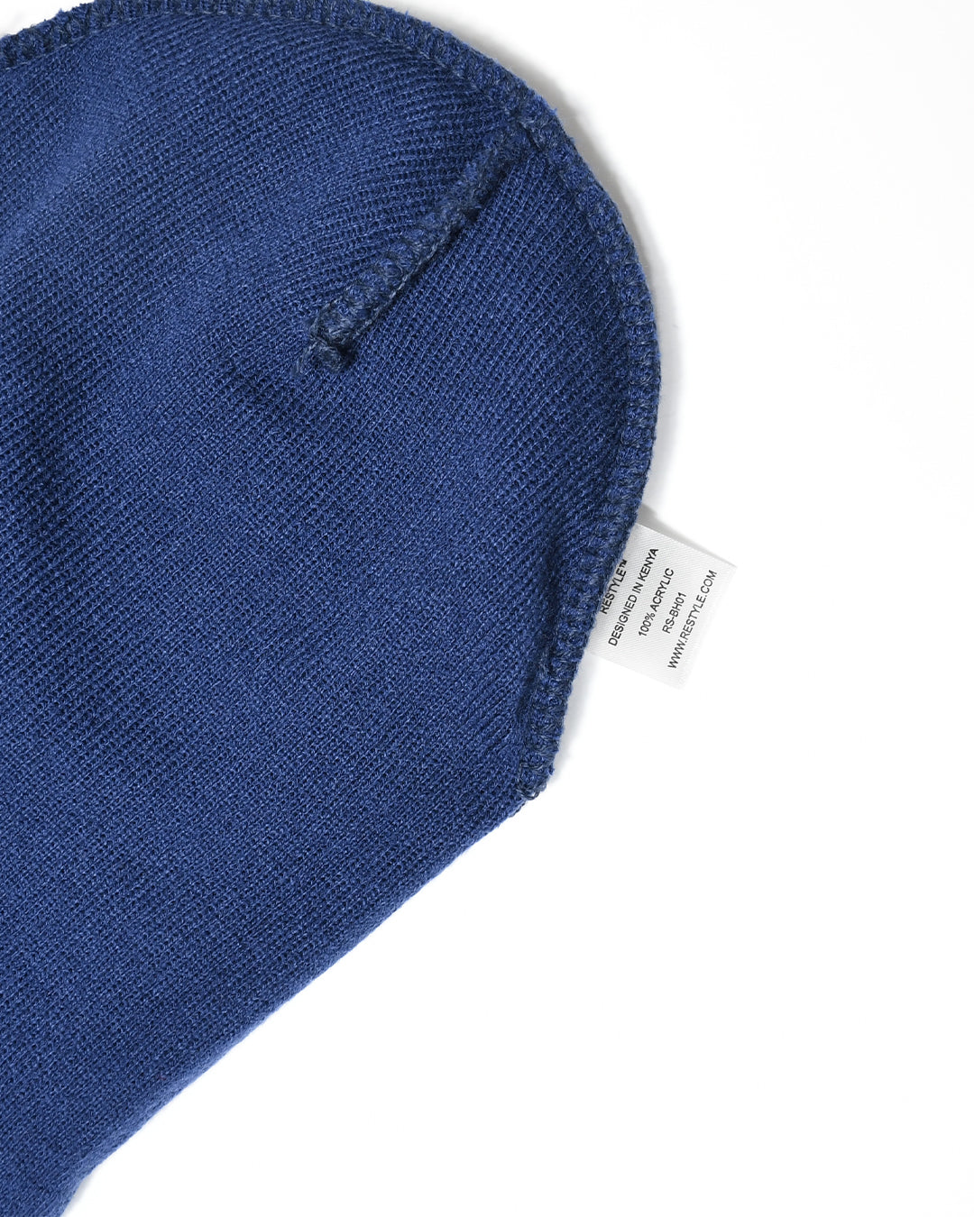 Restyle Front Patch Beanie Hat - Navy Blue