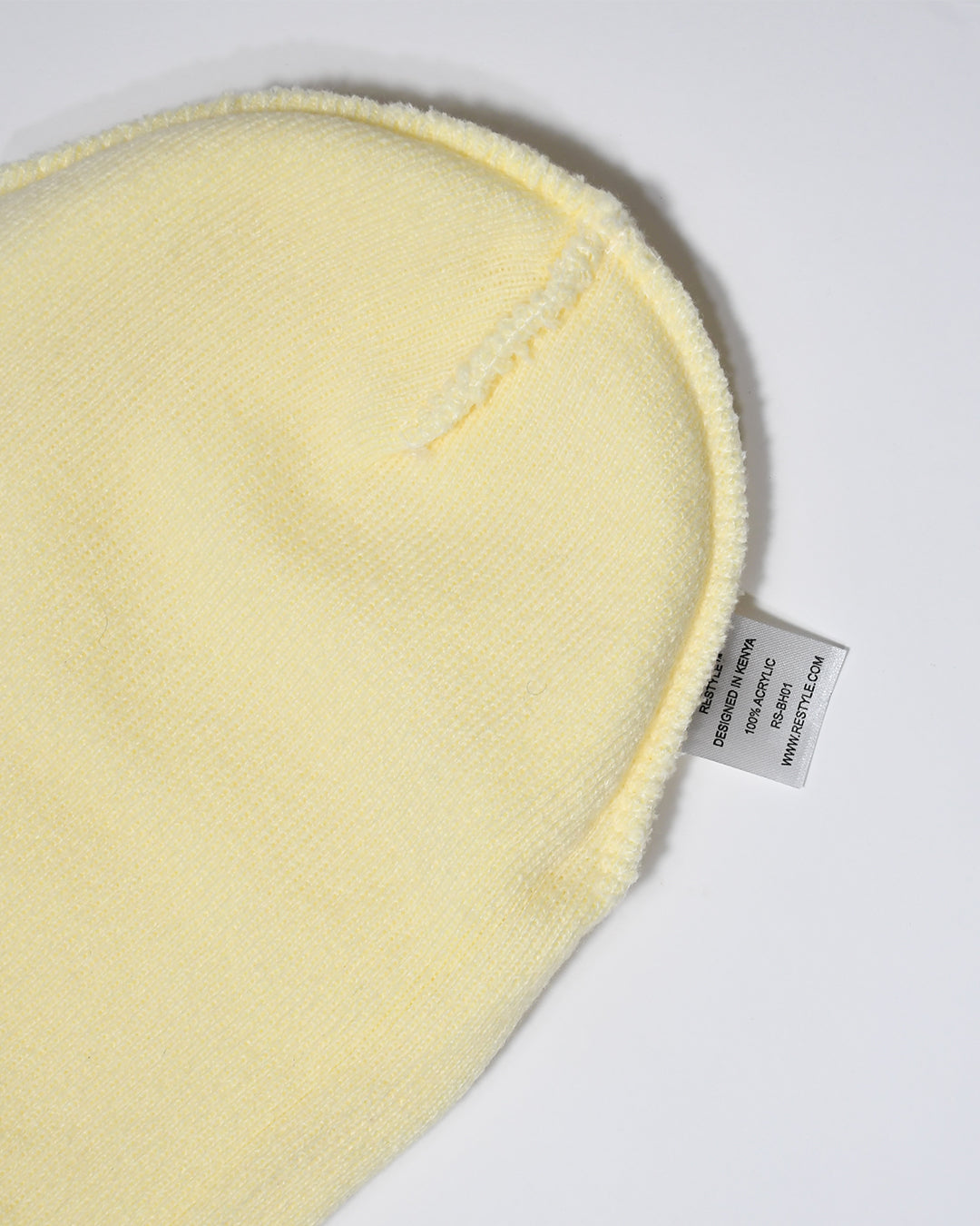 Restyle Front Patch Beanie Hat - Winter White